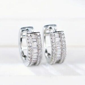 Small Huggie Earrings with Tons of Bling Blue 1413